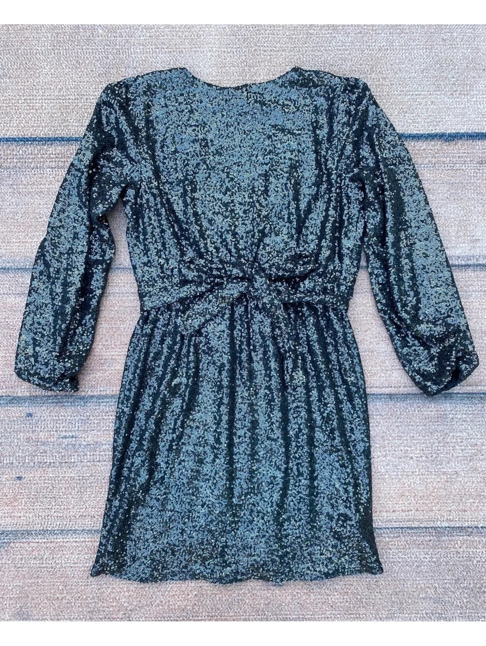 Long sleeve sequin wrap v-neck cocktail homecoming autumn wedding guest dress 8
